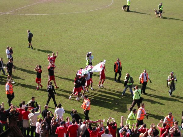 The Town squad continue the promotion celebrations.